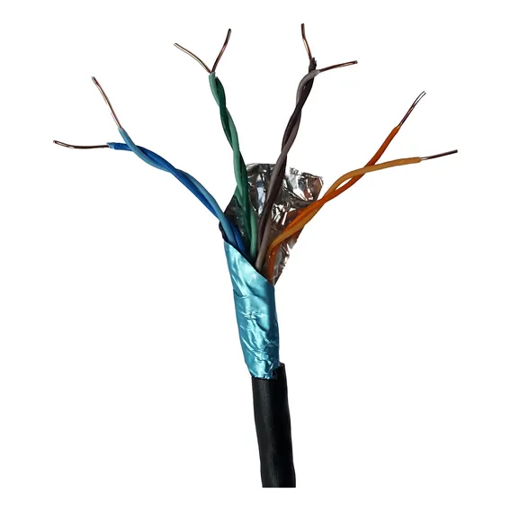 Cabo Rede Cat5e 100m Preto Ftp Blindado Lan Internet Connect Foto 1