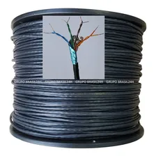 Cabo Rede Cat5e 305m Preto Ftp Blindado Lan Internet Connect Foto mini 1