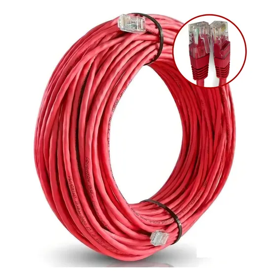 Cabo Rede Cat6 10m Vermelho Ultra Velocidade 10 Metros Rj45 Foto 1