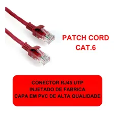 Cabo Rede Cat6 10m Vermelho Ultra Velocidade 10 Metros Rj45 Foto mini 4