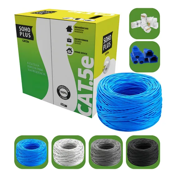 Cabo Rede Furukawa Cat5e Soho Plus 100mt + 20 Con Rj45 Capa Cor Azul Foto 1