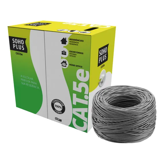 Cabo Rede Internet Cftv Cat5e Furukawa Soho Plus 305m Cmx Cor Cinza Foto 1
