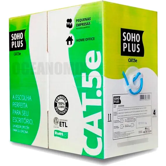 Cabo Rede Lan Utp Sohoplus Furukawa Cat5e Rolo 15mts Azul Foto 1