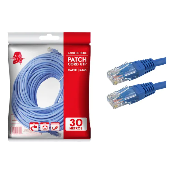 Cabo Rede Rj45 Cat5e Azul 30 Metros Utp 100% Cobre Foto 1