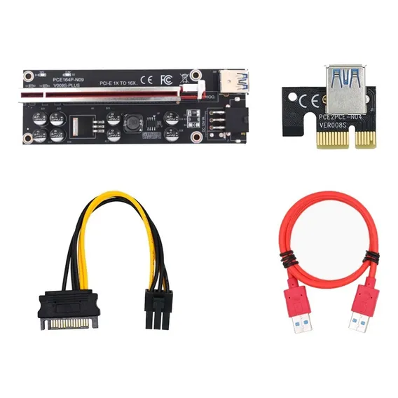 Cabo Riser 009s Plus Pci Express 1x / 16x Pcie 8 Capacitores Cor Vermelho Foto 1