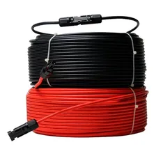 Cabo Solar 6mm 20m Preto + 20m Verm + 2 Par De Conector Mc4 Cobertura Vermelho Foto mini 1