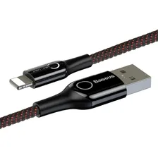 Cabo Usb Auto Desconecta Led iPhone 6 7 8 10 X 2.4a Baseus Cor Preto Foto mini  3