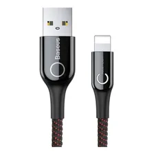 Cabo Usb Auto Desconecta Led iPhone 6 7 8 10 X 2.4a Baseus Cor Preto Foto  mini 1