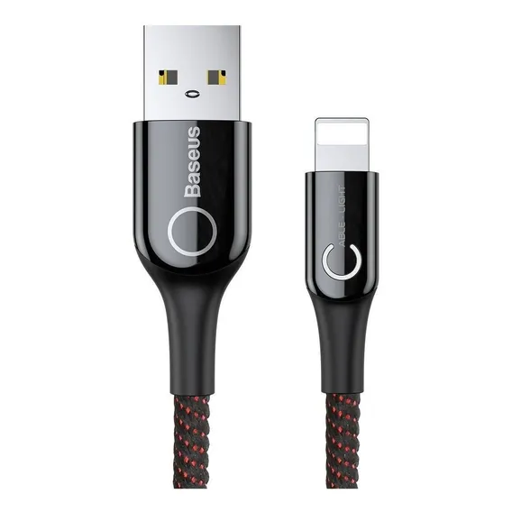 Cabo Usb Auto Desconecta Led iPhone 6 7 8 10 X 2.4a Baseus Cor Preto Foto 1