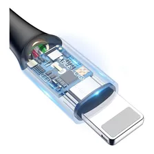 Cabo Usb Auto Desconecta Led iPhone 6 7 8 10 X 2.4a Baseus Cor Preto Foto mini  2