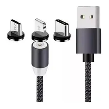 Cabo Usb Carregador Magnético Nylon Imã Rápido 3in1 Foto mini 1