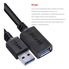 Cabo Usb Extensor Usb 3.0 2 Metros Cobre 28 Awg Preto Pcyes Foto mini  2
