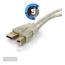 Cabo Usb Impressora Ab - 5 Metros - Kit Com 5 Foto mini 1