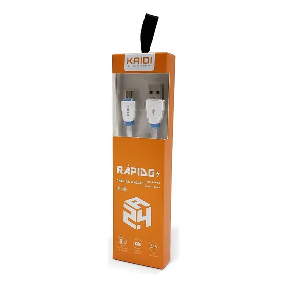 Cabo Usb Kaidi Kd-319m 100cm 2.4a Micro Usb Branco Foto 1