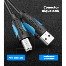 Cabo USB para impressora 2.0 Universal 5m Metros cabo usb tipo b cabo para multifuncional macho-macho 480mbps Plug & Play compatível com HP Epson Canon Brother Samsung Lexmark Preto Vention Foto mini 4