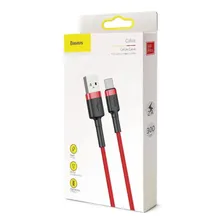 Cabo Usb Para Tipo C Turbo 3a Baseus 1m Reforçado Cor Vermelho Foto mini  2