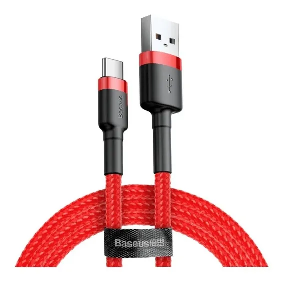 Cabo Usb Para Tipo C Turbo 3a Baseus 1m Reforçado Cor Vermelho Foto 1
