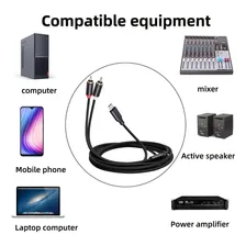 Cabo Usb Tipo C X Rca 2 Vias 1m Adaptador Type C X 2 Rca St Foto mini 4