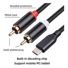 Cabo Usb Tipo C X Rca 2 Vias 1m Adaptador Type C X 2 Rca St Foto mini 3
