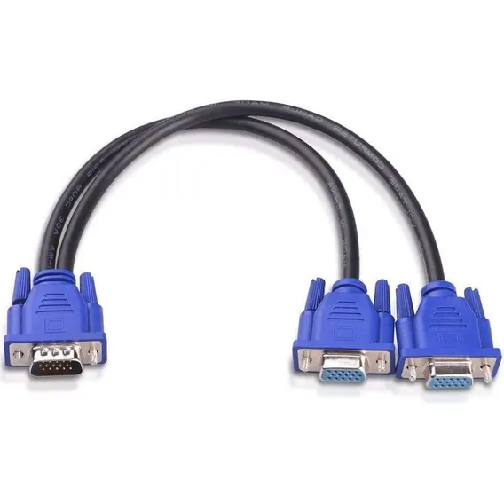 Cabo Y Vga 1 Macho 2 Vga Fêmea 2 Monitores Em 1 Cpu Desktop Foto 1