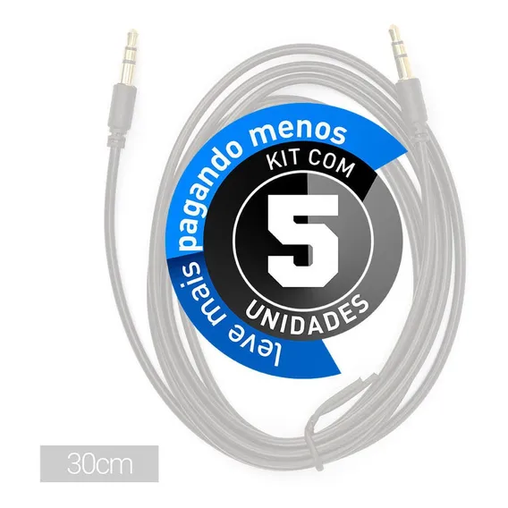 Cabos P2 Auxiliar Estereo - 30 Cm - Kit 5 Foto 1
