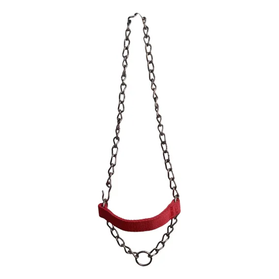 Cabresto Inox Barrato Corrente Para Carneiro Bonde Cabrito Cor Vermelho Tamanho Padrao Foto 1