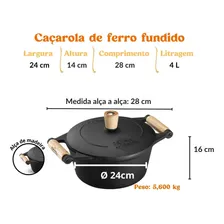 Caçarola 4 Litros Tampa Ferro Alça Madeira Panela Mineira Foto mini 2