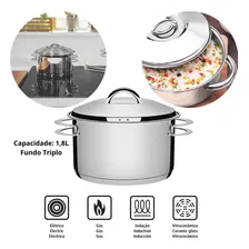 Caçarola Funda Tramontina Aço Inox Fundo Triplo Solar 16cm Foto mini  2