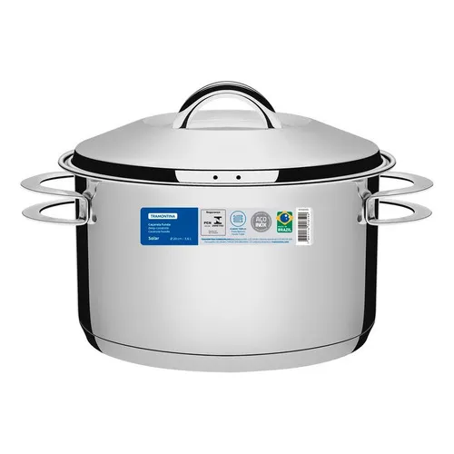 Caçarola Funda Tramontina Aço Inox Fundo Triplo Solar 20cm Foto 1