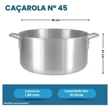 Caçarola Panela Grande Linha Hotel Restaurante Profissional N45 Alumínio 31 Litros Foto mini 3