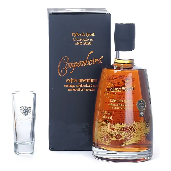 Cachaça Companheira Extra Premium Carvalho 8 Anos + Copo Top Foto 1