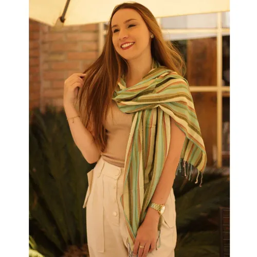 Cachecol Lenço Listrado Pashmina Echarpe Feminino Inverno Foto 1