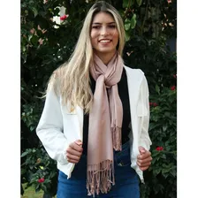Cachecol Pashmina Xale Manta Franja Feminino Inverno Cor Bege Foto mini 3