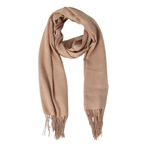 Cachecol Pashmina Xale Manta Franja Feminino Inverno Cor Bege Foto 1