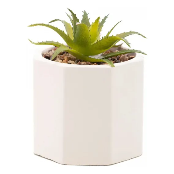 Cachepot Vaso Com Suculenta Geometrico Em Cimento Decoração Foto 1