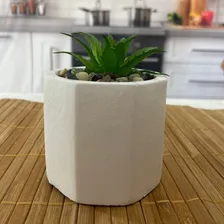 Cachepot Vaso Com Suculenta Geometrico Em Cimento Decoração Foto mini  2