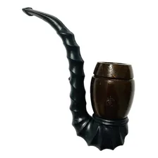 Cachimbo Madeira Escura De Rosca Curvo Cavalo Marinho Resina Foto  mini 1