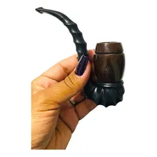 Cachimbo Madeira Escura De Rosca Curvo Cavalo Marinho Resina Foto mini  3