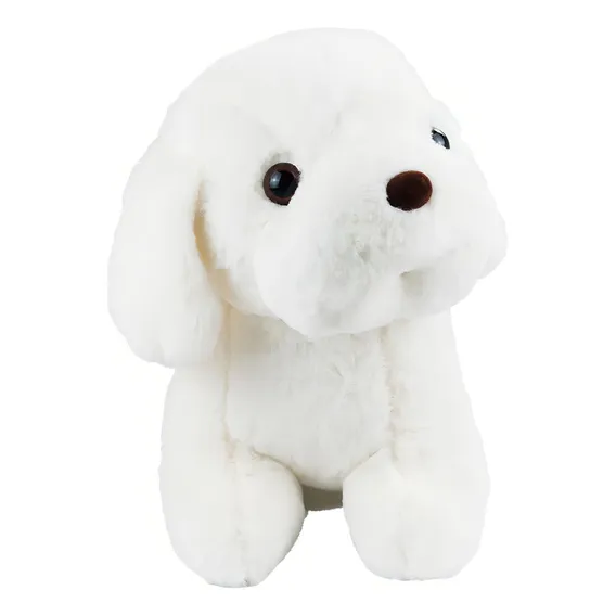 Cachorro Branco Sentado De PelĂșcia 22 Cm Foto 1