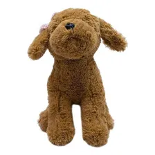 Cachorro Marrom Claro Sentado Laço 28 Cm - Pelúcia Foto mini 1