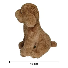 Cachorro Marrom Claro Sentado Laço 28 Cm - Pelúcia Foto mini 4