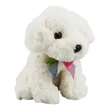 Cachorro Pelúcia Branco Sentado Com Laço 20cm Foto mini 2