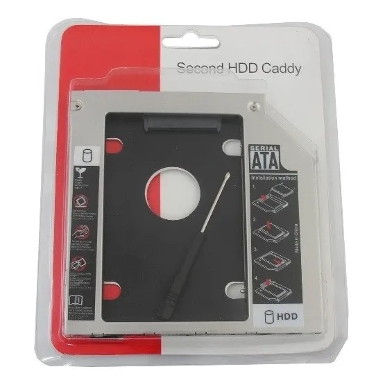 Caddy case adaptador universal 9.5mm segundo hd ssd sata no note Foto 1