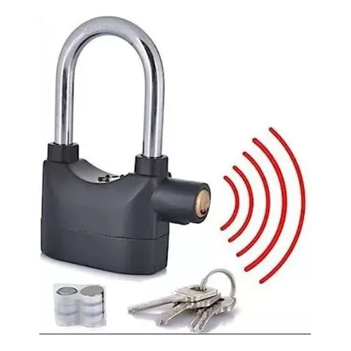 Cadeado Anti-furto Alarme Chave Tetra Moto/bicicleta/portões Cor Preto Foto 1