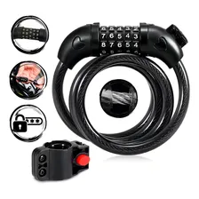 Cadeado Bicicleta Reforçado Cabo Aço Bloqueador Senha Foto mini 1