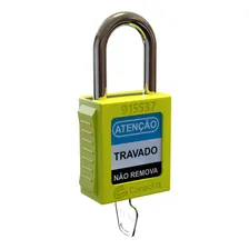 Cadeado Bloqueio Nylon Haste Metálica Leve Chave Única Cor Amarelo Foto mini 1