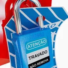 Cadeado Bloqueio Nylon Haste Metálica Leve Chave Única Cor Amarelo Foto mini 3