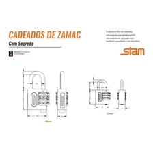 Cadeado Com Segredo Stam 40mm Preto Permite Troca Segredo Cor Cinza Foto mini  3