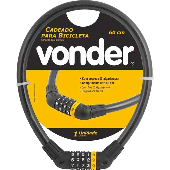 Cadeado Com Senha Para Bike Bicicleta Segredo 60 Cm Vonder Foto 1
