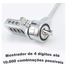 Cadeado Notebook Trava De Segurança C/segredo 1.10m Cabo Aço Foto mini 4